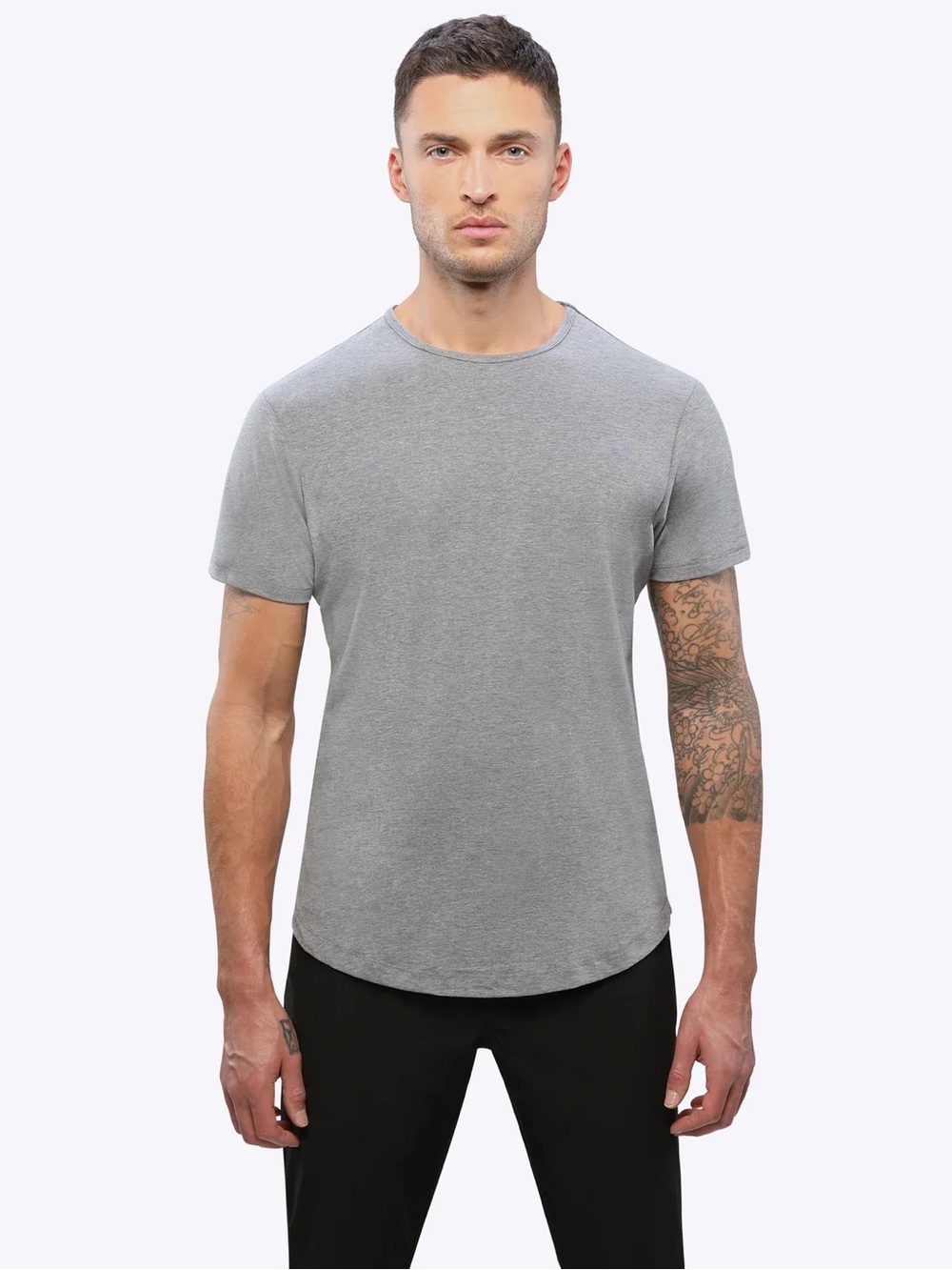 Cuts Clothing Curve-Hem T-Shirt XL | Premium Stretch Crew Neck | Men’s Grey